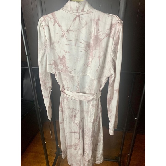 💫HP‼️💫 NWT BADGLEY MISCHKA Tie Dye Lyocell Trench Coat, Sunrise/White, Sz M-XL - Picture 5 of 12